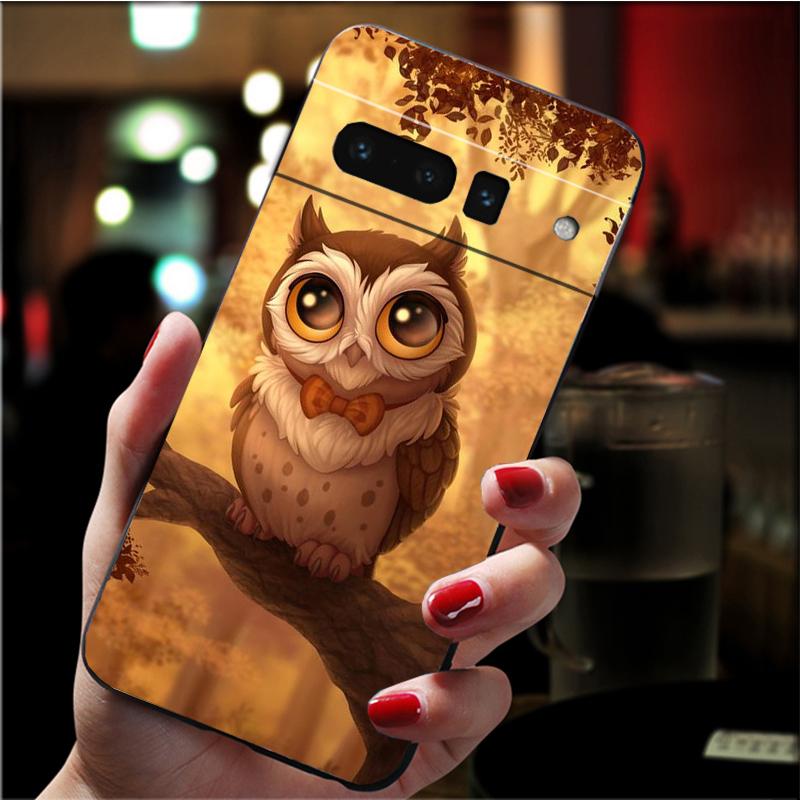 Husă Telefon pentru Google Pixel 7 Pro 7 6A 6 Pro 5A 4A 3A Pixel 4 XL Pixel 5 6 4 3 XL 3A XL 2 XL Animal Drăguț Desene Animate Bufniță Husă Fundă