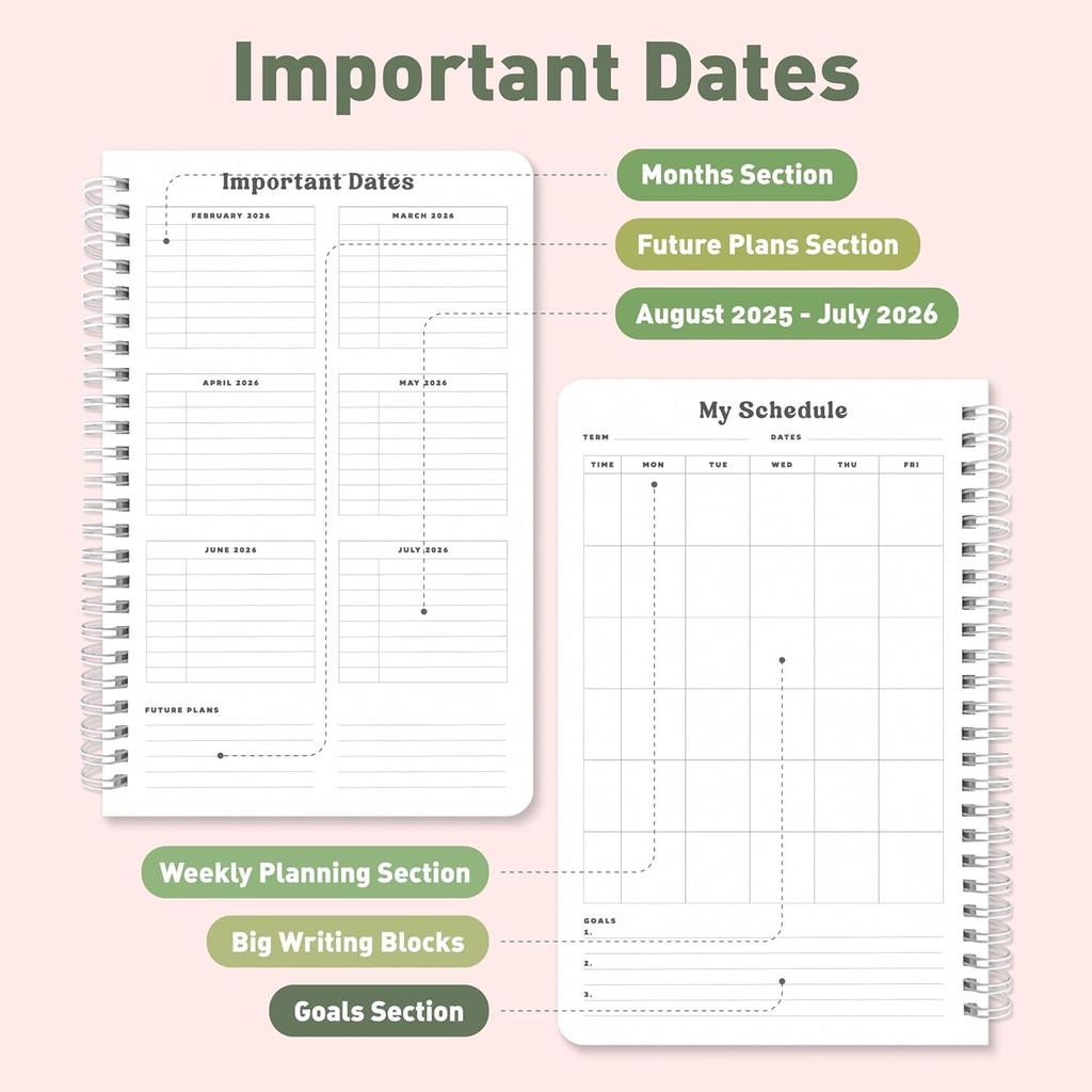 Sweetzer & Orange Academic Planner 2025-2026 – Student Planner for August 2025 to July 2026 – Weekly & Monthly Layout – Sturdy Cover & Stickers