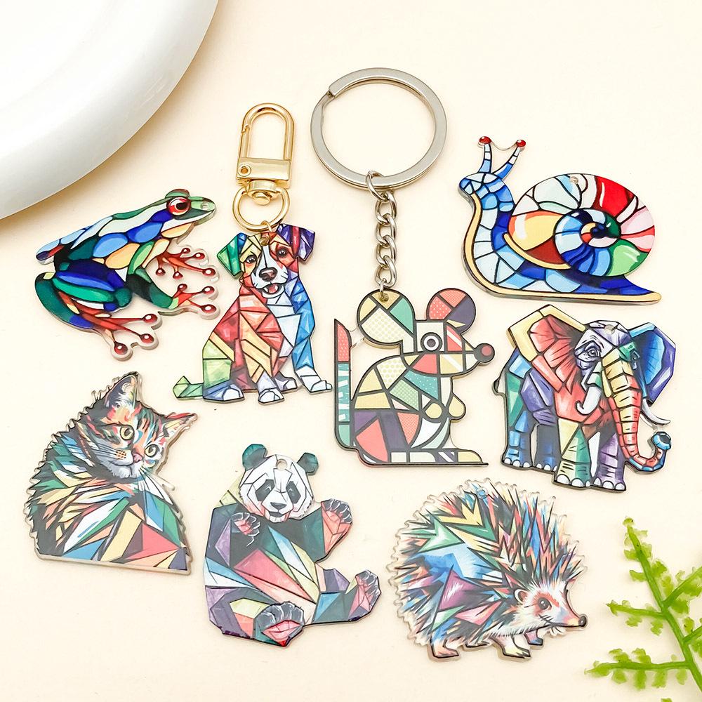 Cartoon Animal Mosaic Acrylic Jigsaw Pendant for DIY Jewelry