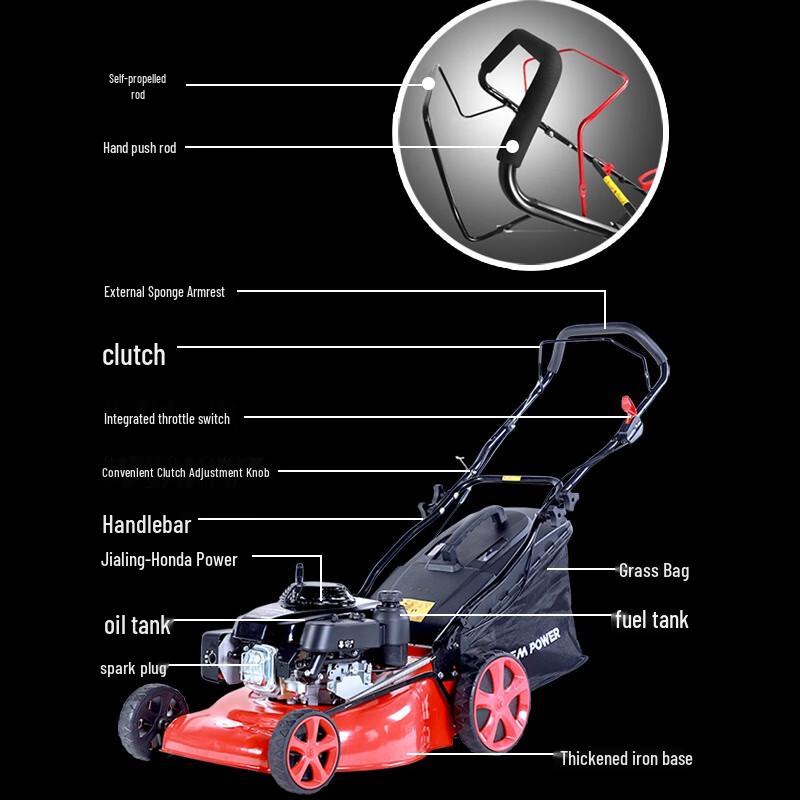 Dengcheng 20-inch Self-Propelled Gasoline Lawn Mower CN plug (adapter included)