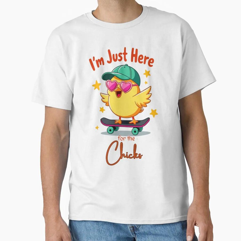 Just Here for the Chicks Funny Skateboard Chick Design designed and sold by PriyaMagic vintage Washed Casual streetwear Stylish