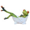 KX4B Exquisite Bathtub Bathing for Frog Figurines Animal Resin Figurine Art Sculpture Party Home Decor Gift for Men Wo