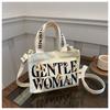 Simple Printed Letter Shoulder Bag Women'S Casual Fashion Versatile Messenger Bag Women'S Large-Capacity Commuting Shopping Tote Bag