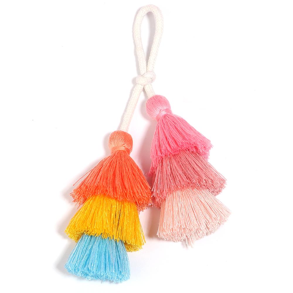 

1pc Bohemian Tassel Keychains Colorful 3 Layers Tassel Pendant For DIY Handmade Fashion Jewelry Gifts Bag Decoration Accessories