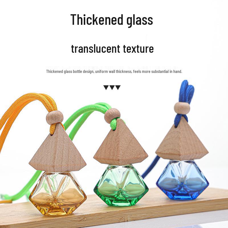 Colored Glass Car Air Freshener Bottle with Lanyard – Rearview Mirror Pendant & Essential Oil Diffuser