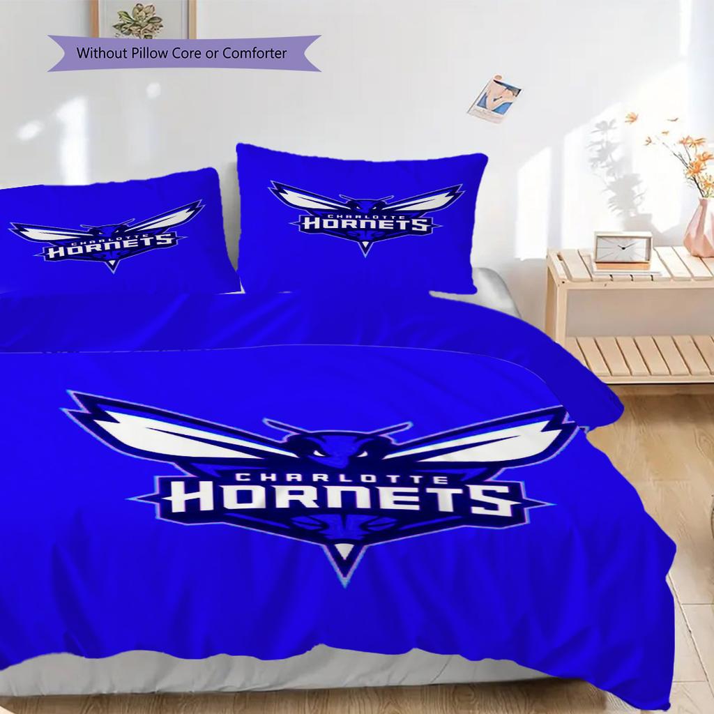 Queen City Hornets Dynamic Basketball Spirit Bedding(1 * duvet cover + 2 * pillowcase, without core)Bedding set Duvet cover and pillowcase