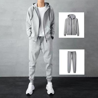 Tuta da Uomo Felpa con Cappuccio Felpa Pantaloni Moda Cardigan con Cerniera Set Giacca