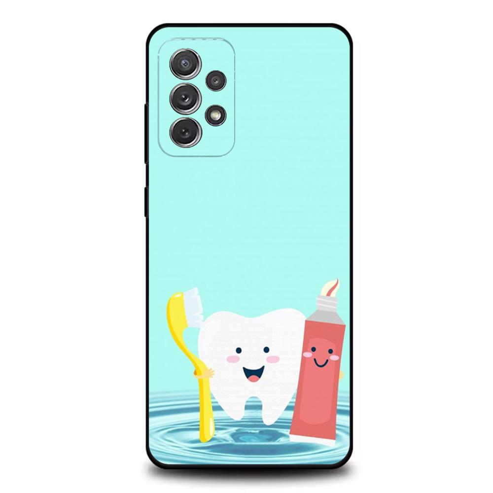 Tooth Teeth Funny Dentist Phone Case For Samsung S25,S24,S21,S22,S23,S30,Ultra,S20,Plus,Fe,Lite,Note,10,9,5G Black Cover