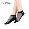 5 Pairs of Women's Summer Embroidered Non Slip Cotton Bottom Glass Silk Socks