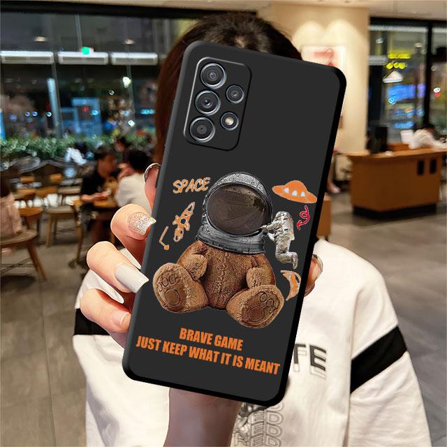 TPU Cartoon Astronaut Bär Weiche Hülle Funda für Samsung Galaxy A72 A51 4G A11 A22 A13 A21s A12 A71 A32 A52 5G A42 Hüllen Schale
