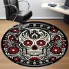 1pc Sugar Skull Day of the Dead Office Round Area Rug, Under Office Chairs Bedroom Living Room Home Decor, Room Deco, Available In Various Sizes