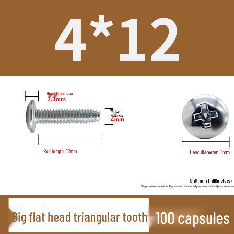 Hardened M4 Triangular Thread Phillips Self-Tapping Mushroom Head Wood Screw