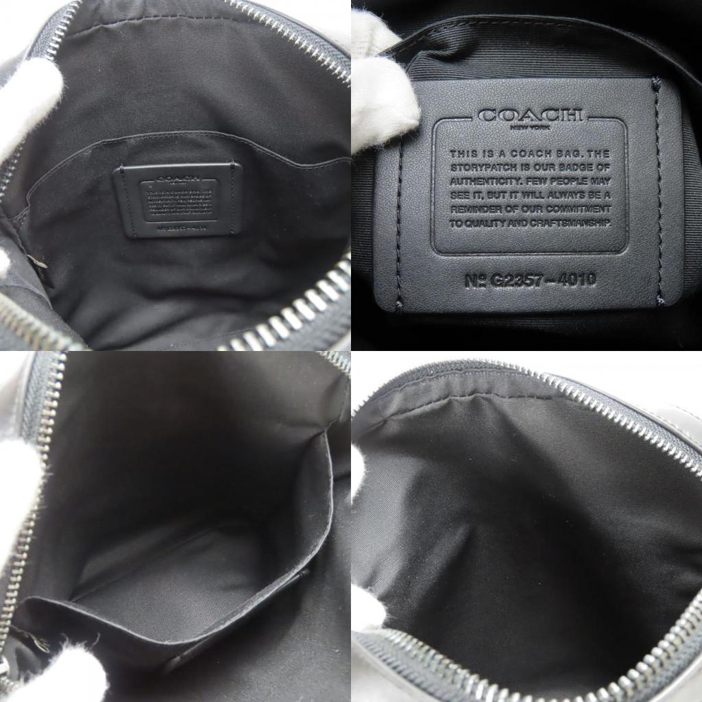 Used COACH Shoulder Bag 4010 Signature PVC/leather Black Dark Gray Casual