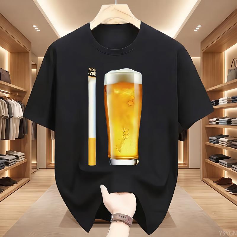 Funny Meme TShirt Cigarette And Beer Humor Joke Print T Shirt Unisex Fashion Casual Short Sleeve Streetwear Unisex Clothes Tops