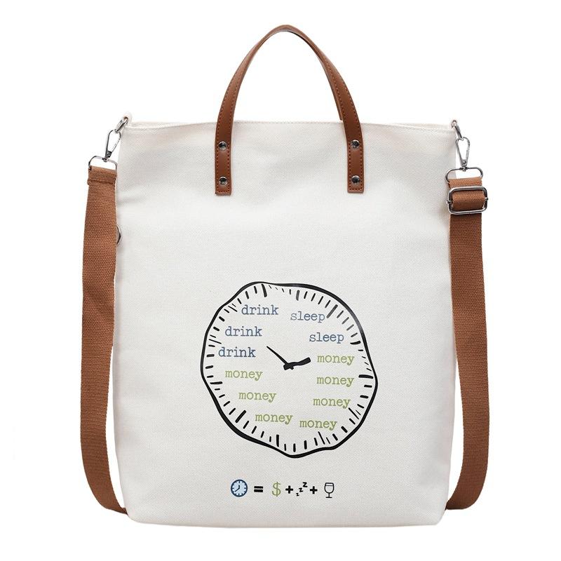 2026 New Fashi Printed Canvas Tote Bag Casual Simple Shoulder Bag for Women Girls Trendy Shopping Bag