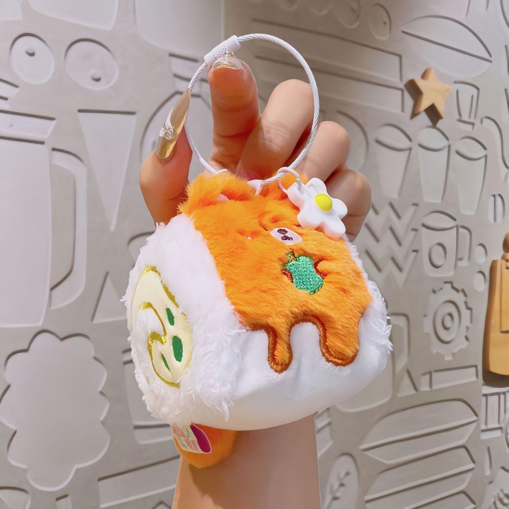 Stuffed Swiss Roll Pendant Animal Cartoon Plush Keychain Plush Swiss Roll Keychain Festive Decor