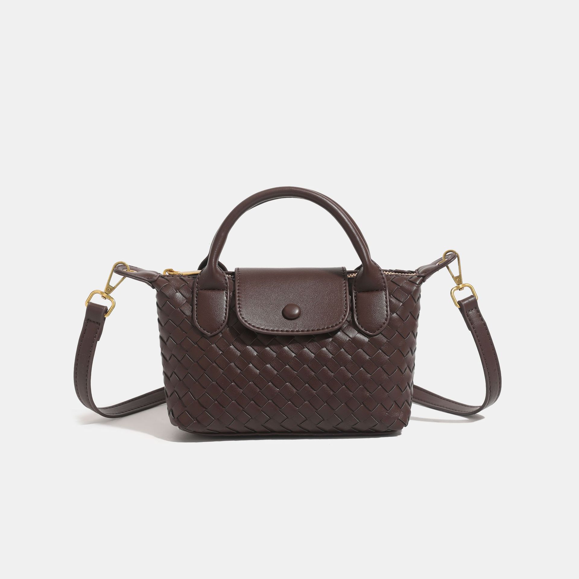 

New woven dumpling bag texture popular portable bucket bag high sense fashion versatile shoulder messenger bag кофейный