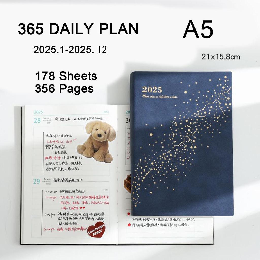A5 Leder Studenten 2025 Zeitplaner Ganzjahresplaner Business Notizblock 365 Tage Tagesplaner Memo Notizbuch 178 Blatt 356 Seiten