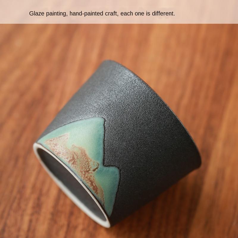 Hand-Painted Zen Tea Cup Handmade Retro Chinese Style Stoneware Master Cup Ceramic Kung Fu Tea Set Ceramic Cup Small