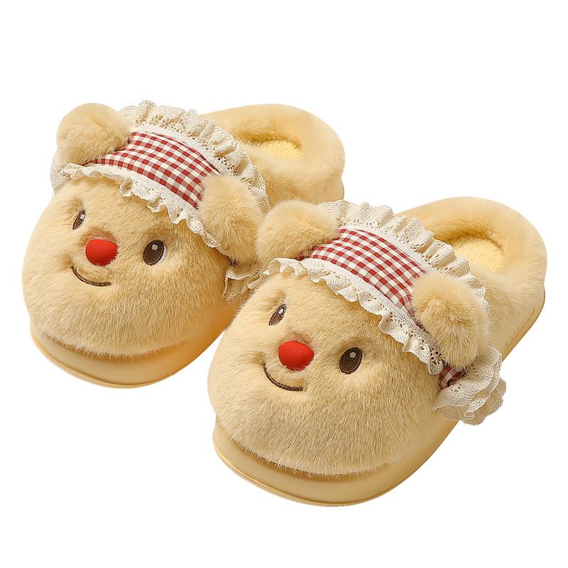 Women's Cute Cartoon Furry Slippers - Plush, Non-Slip, Warm Indoor Winter Footwear