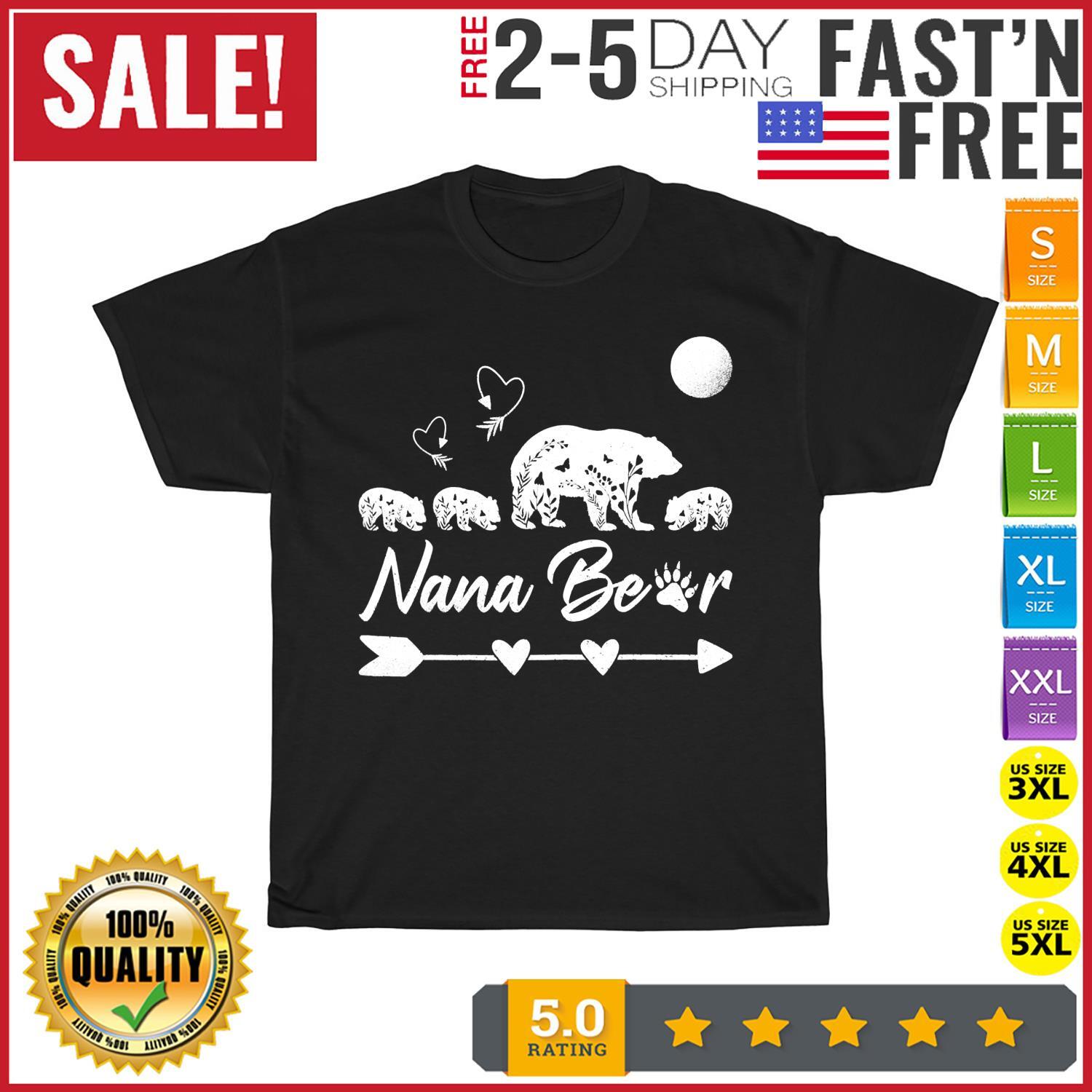 Nana Bear With Three Bear Cubs Funny Mother s Day Boho Arrow T Shirt Mens Womens Tees Top Men Women XL