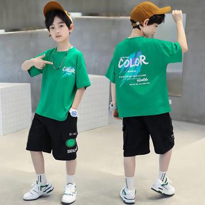 Summer Boys'  Short-Sleeved Suits Cool T-Shirt and Shorts Set for Kids