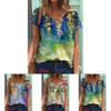Stylish Womens V Neck Short Sleeve Blouse Soft Casual Baggy Floral T-shirt Tunic Tops