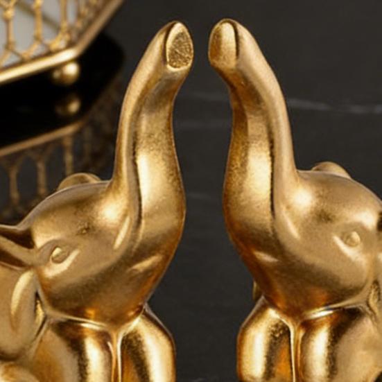 1 Paar Olifant Ornament Hars Beeldje met Omhoogstaande Slurven Decoratief Koppel Beeldje Huis Verjaardag Decor
