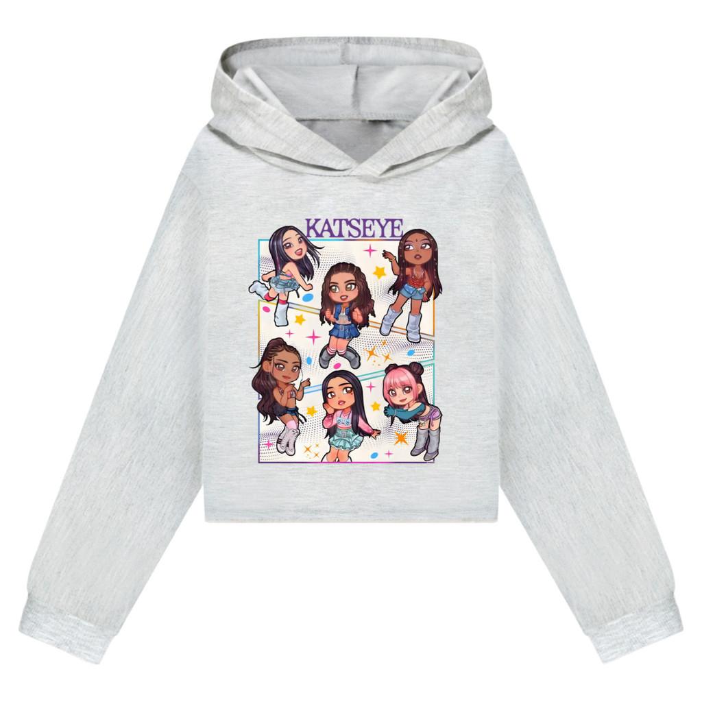 5299 Kinder Mädchen KATSEYE Bedruckte Mode Langarm Kapuzenpullover