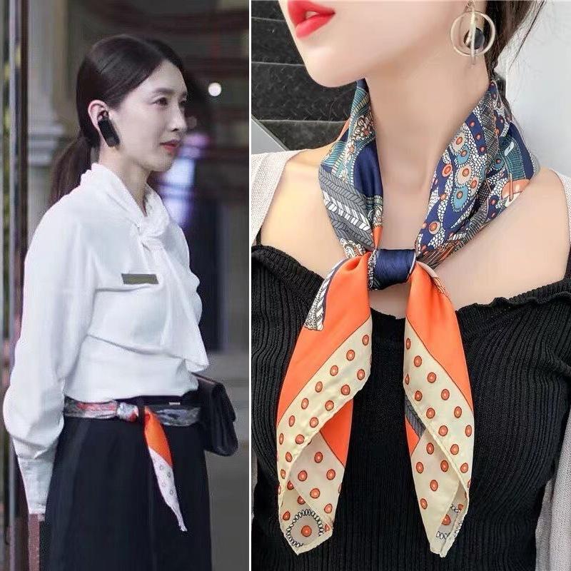 Luxury Printing Silk Square Scarf Women Neck Hair Tie Band Beach Hijab Kerchief Head Headbands Bandana Female Foulard 70cm