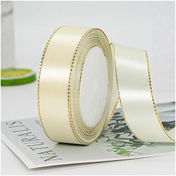 Gift Satin Ribbons Wholesaler 1inch 100% Polyester Christmas Ribbon Gold Wired Edged Satin Ribbon Roll Accept Print Logo