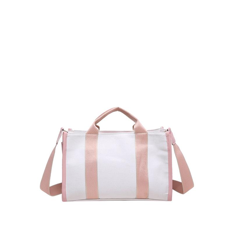 Spring new fashion, large-capacity portable canvas bag commuter shoulder bag contrasting colors