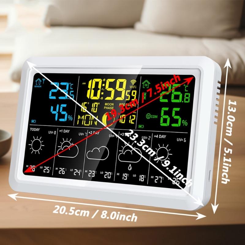 WiFi Weather Stations With Indoor Outdoor Temperature Hygrometer Alarm Clock And Weather Forecast Function