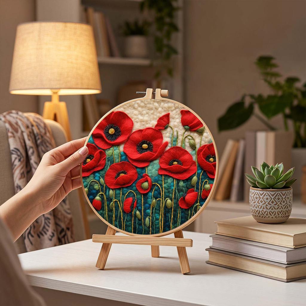 Nadelfilz Wolle DIY Kunst-Set 20cm Stickrahmen Florale Landschaft Handwerk Anfänger-Set