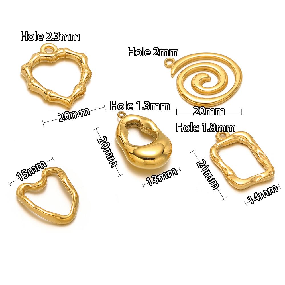 5Pcs Stainless Steel Trendy Metal Heart Charms Golden Necklace Bracelet DIY Drop Earrings Making Pendants Supplies Accessories