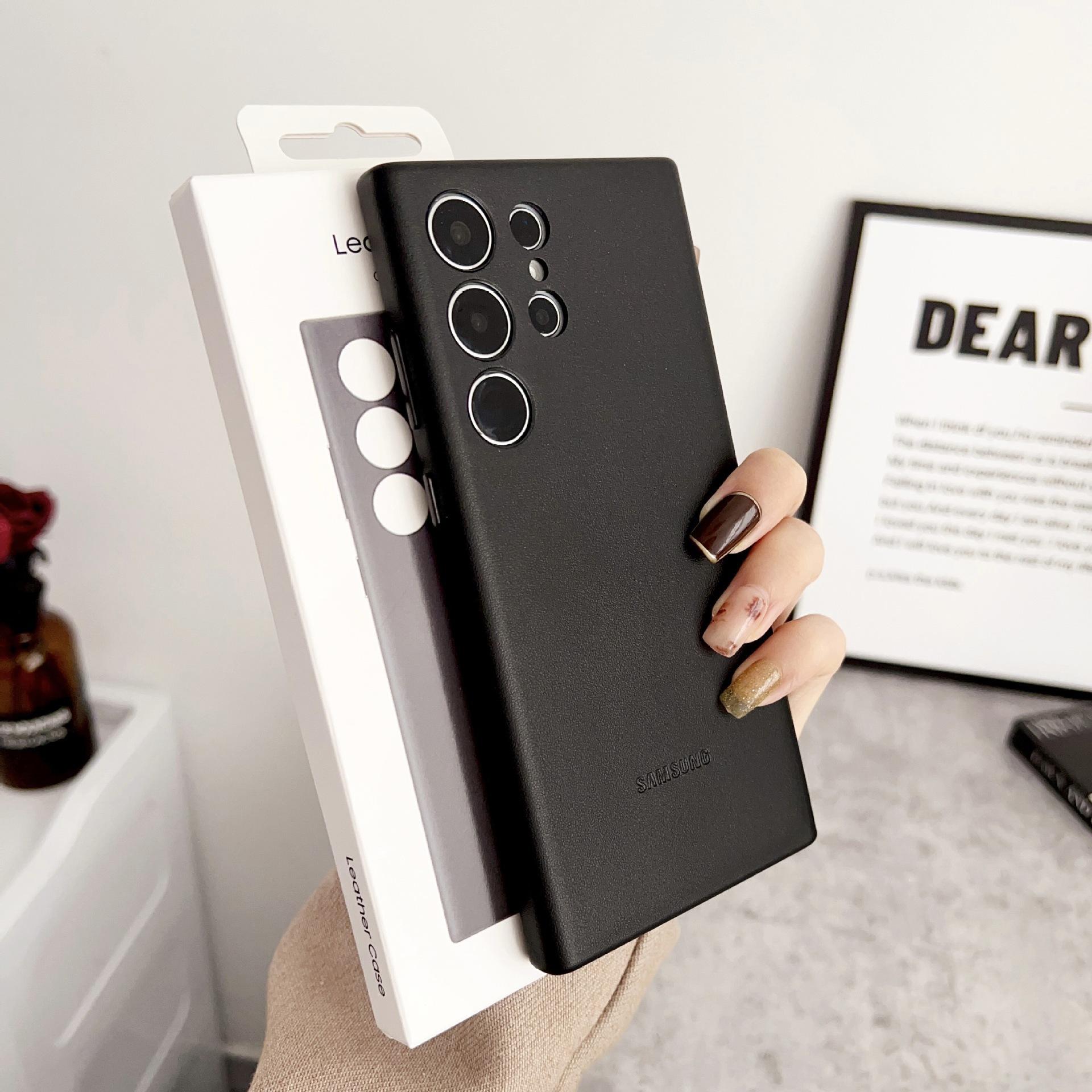 

Suitable for Samsung S24ultra Mobile Phone Case Official Website Same S22 Leather Protective Case S23 Full Inclusive Ultra Thin Anti Fall Case S24