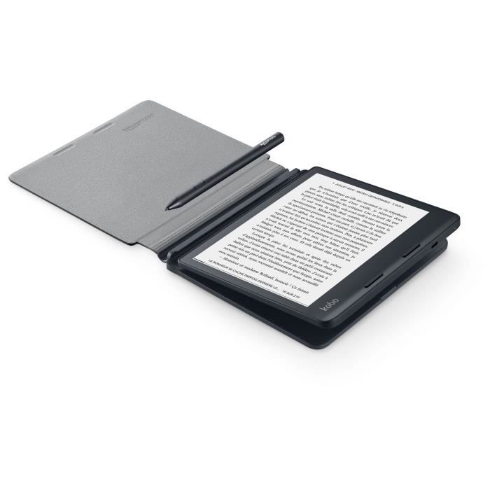 Etui de protection powercover- kobo - pour liseuse sage - noir et gris