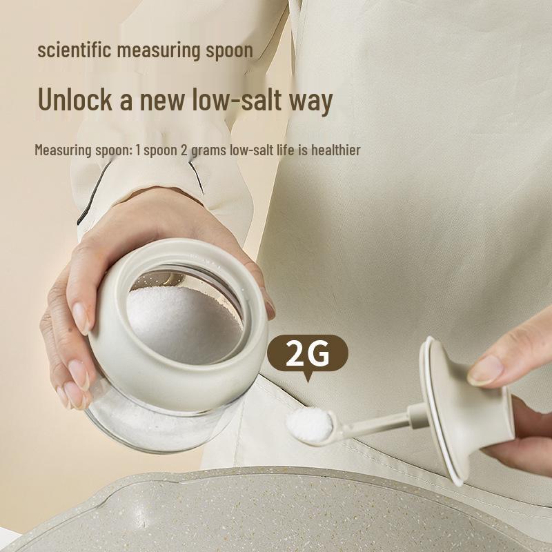 Feuchtigkeitsdichte Gewürzflasche mit integriertem Löffel - Küche Versiegelter Glas-Gewürzbehälter