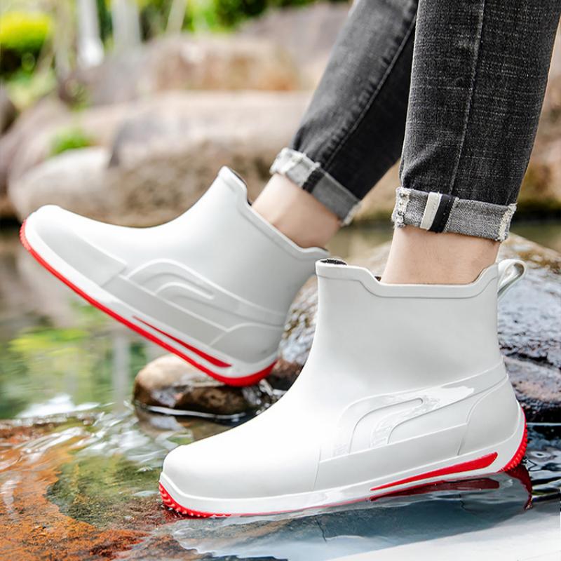 Botas de Lluvia para Adultos Botas de Lluvia de Media Caña para Hombre Zapatos para Agua de Caña Baja Botas de Agua Modernas Antideslizantes Impermeables de PVC con Suela Gruesa Resistentes al Desgaste