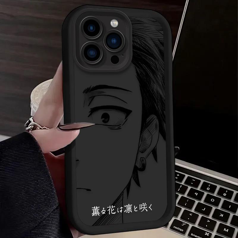 Чехол для пары Аниме Манга для iPhone 17 16 15 14 13 12 11 Pro Max Парный для Влюбленных Черно-Белый Комикс Ударопрочный Мягкий Силиконовый Чехол iphone 15 black