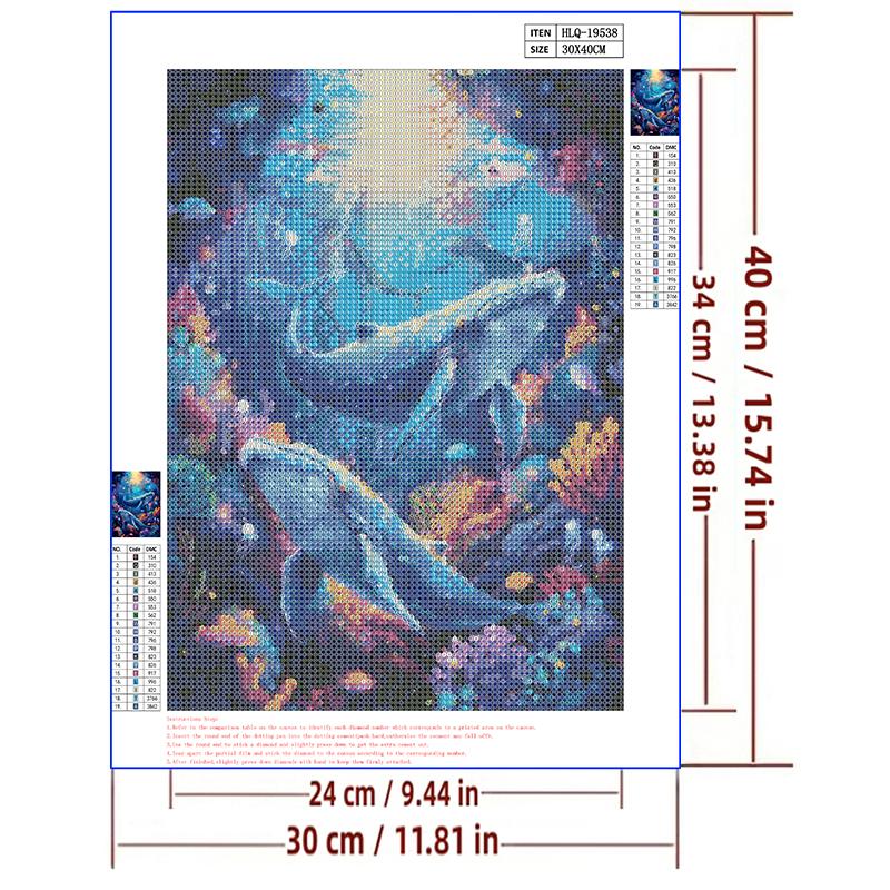 5d DIY Diamond Painting Cross Stitch Whale Diamond Embroidery Underwater World Mosaic Full Round Drill Home Decor
