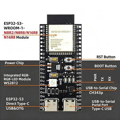 Vývojová deska Esp32 S3 N16R8 Modul Wifi Bluetooth Dvoujádrový mikrokontrolérový modul pro DIY elektronické projekty