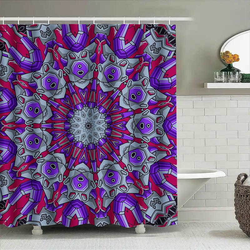 

Modern Abstract Bath Shower Curtainpurple Red Geometric Design, Waterproof Home Decoration For Bathroom D120X75Cm (White Bathtub W60H190(CM)-1 Pcs