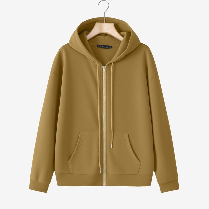 ZANZEA Women Hooded Casual Long Sleeve Zipper Sweatshirt Outwear