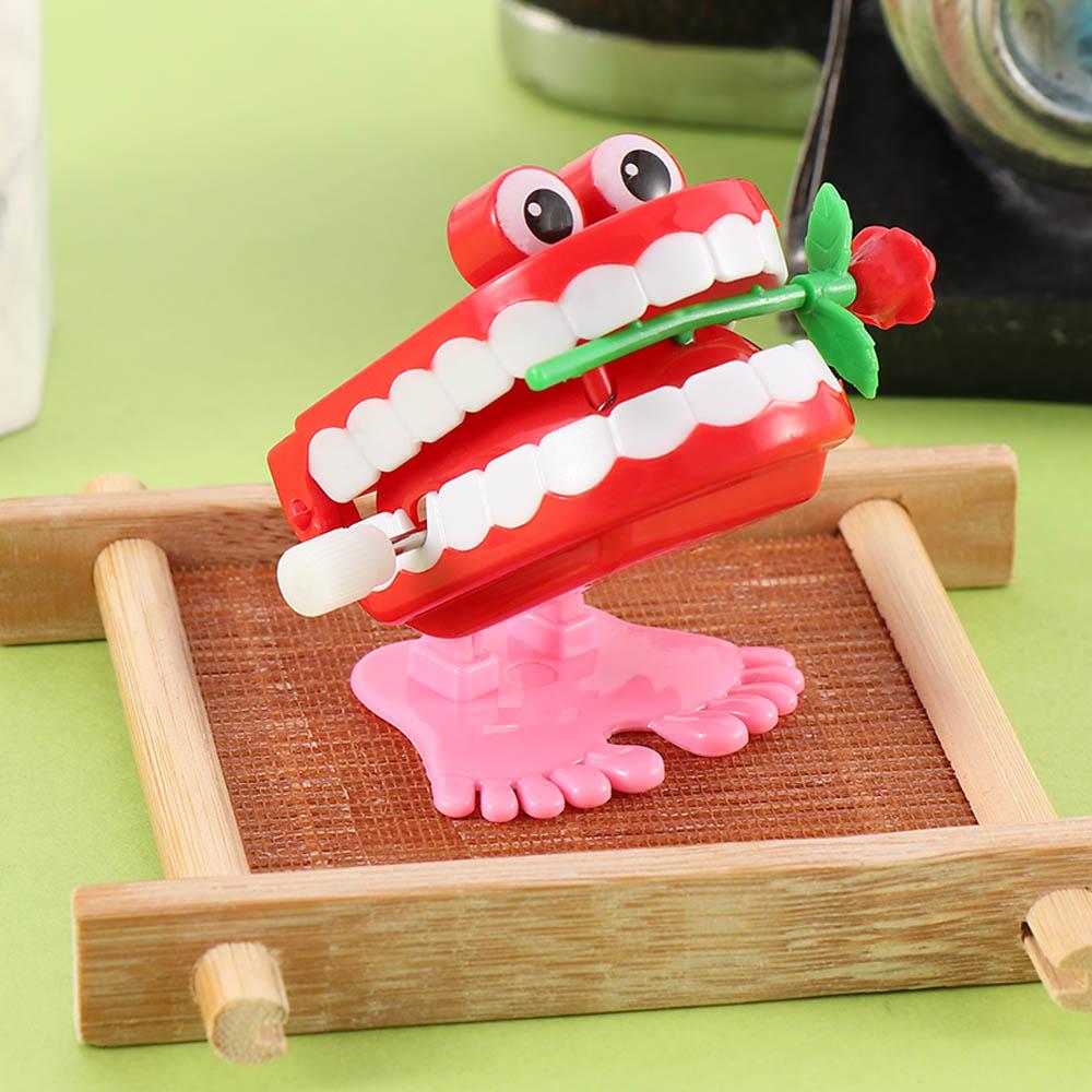 Denture Chattering Funny Plastic Walking Teeth Shape Clockwork Toy Wind Up Clockwork Toy Teeth Rose