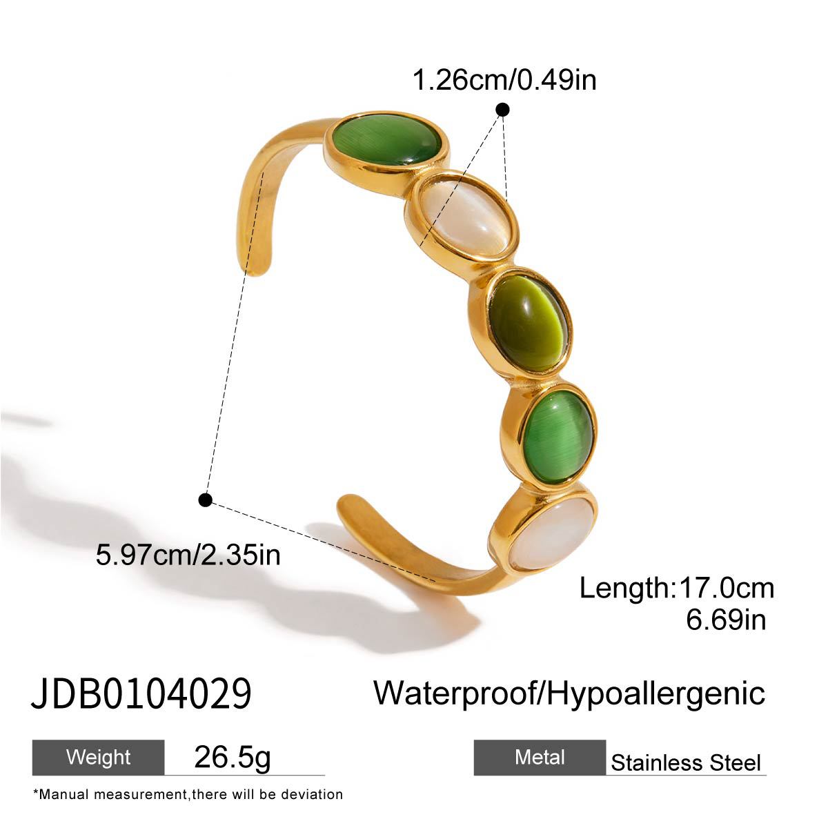 

JYL TS Bracelet Bangle Cat Eye Stone Open Design Mysterious Look Enhances Intuition & Fortune JDB0104029 средний весенний бутон
