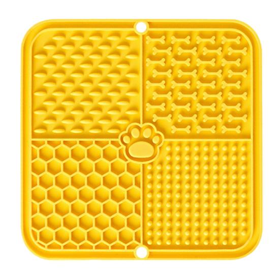 Dog Lick Mat, Pet Slow Feeder Mat with Suction Cups, Four Textured Zones, Silicone Pet Lick Mat for Dogs And Cats, Prevent Choking