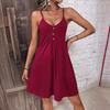European and American New Sexy Gyaru Knitted Sling V-neck Waist Hugging Slimming Sling Solid Sleeveless Backless Dress