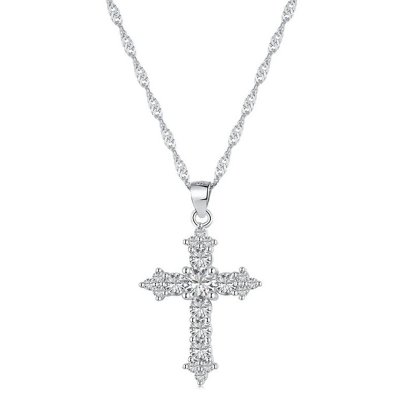 Simple Faith Inspired Crossed Pendant Chain Modern Alloy Neckchain Comfortable Layering Necklace for Everyday Occasion 1