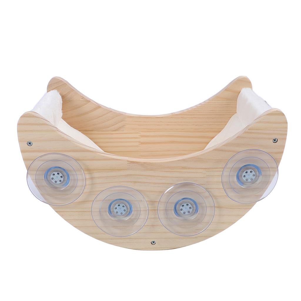 Cat Window Bed with Strong Suction Cup Pine Wood Safe Comfortable Easy To Install Window Mounted